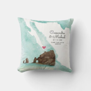 Coussin Carte d'eau du Mexique   Cabo   Mariage de destina