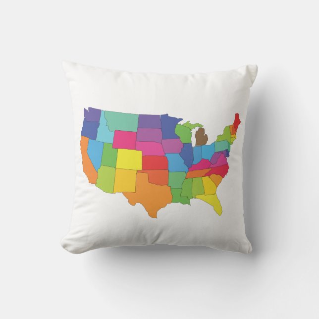 Coussin carte des Etats-Unis d'Amérique (Recto)