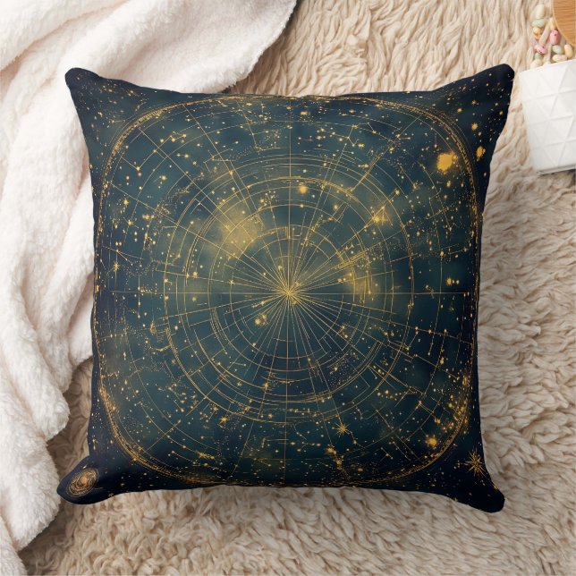 Coussin Carte des étoiles célestes d'or (4) (Couverture)