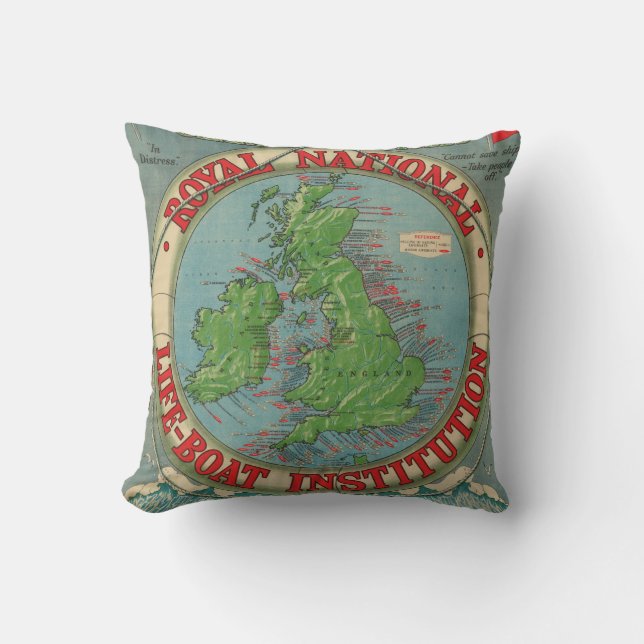 Coussin Carte des îles britanniques - diagramme de canot (Recto)