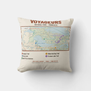 Coussin Carte des sentiers du parc national de Voyageurs s