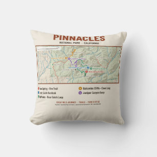 Coussin Carte des sentiers du Pinnacles National Park sur