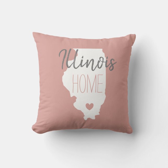 Coussin Carte d'état de l'Illinois love home (Recto)