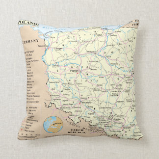 Coussin Carte du carreau 20" de la Pologne MoJo x 20"
