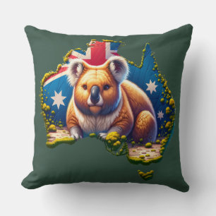 Coussin Carte du drapeau australien Koala Bear