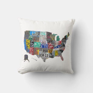 Coussin Carte du drapeau de la plaque d'immatriculation de