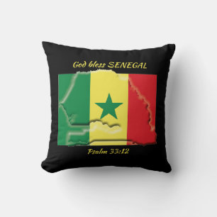 Coussin CARTE DU DRAPEAU DU SÉNÉGAL Écriture patriotique P
