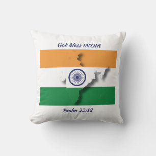 Coussin CARTE DU DRAPEAU INDIEN Écriture Patriotique Perso
