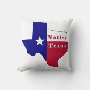 Coussin Carte du drapeau texan natif
