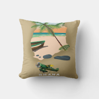 Coussin Carte du Ghana illustrée affiche de voyage.