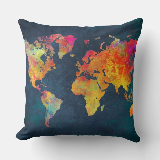 Coussin carte du monde (Recto)