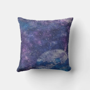 Coussin Carte du monde antique étoilée violette
