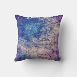 Coussin Carte du monde céleste violet mystique