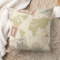 Carte du monde de timbres-poste vintage Voyage (1)