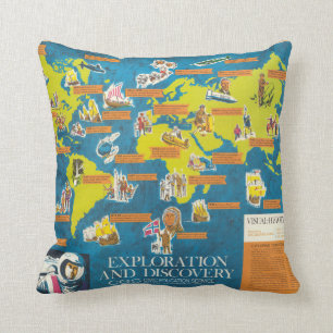 Coussin Carte du monde de Visuel-Histoire d'exploration et