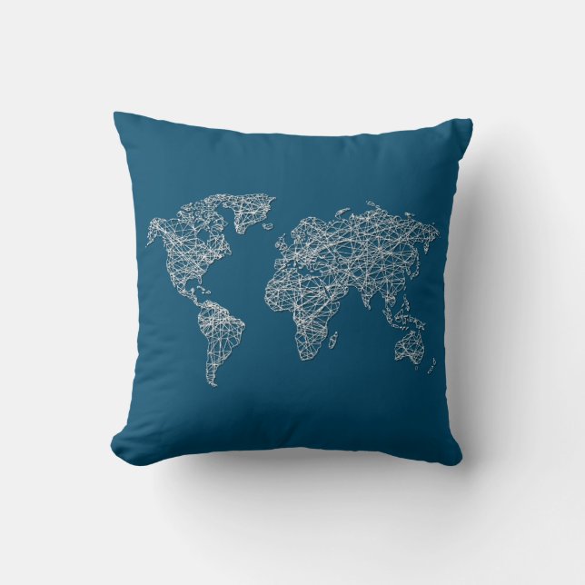 Coussin Carte du monde élégante en écriture (Recto)