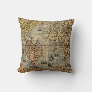 Coussin Carte du monde Forlani Antiquev 1565 Renaissance