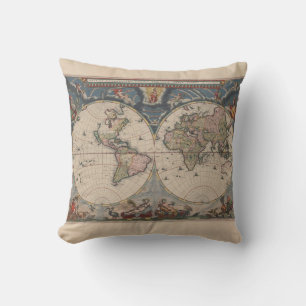 Coussin Carte du monde Globe Travel Antique