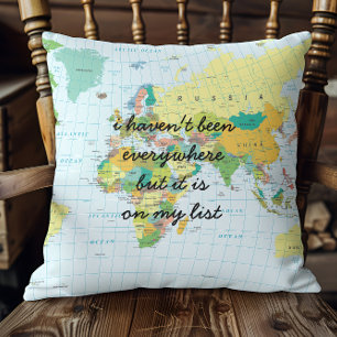 Coussin Carte du monde - Je n'ai pas été partout...