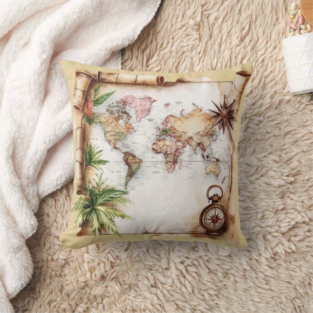 Coussin Carte du monde vintage (Couverture)