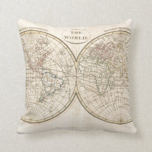 Coussin Carte du monde Vintage