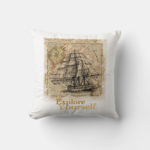 Coussin Carte du monde vintage