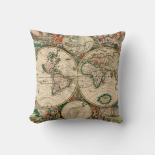 Coussin Carte du monde Vintage 1689