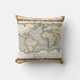 Coussin Carte du monde vintage par Abraham Ortelius 1587–1