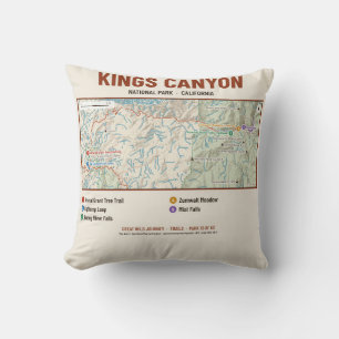 Coussin Carte du parc national de Kings Canyon sur un cous