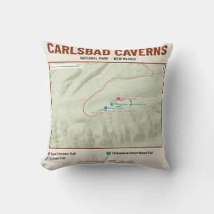 Coussin Carte du parc national des grottes de Carlsbad sur