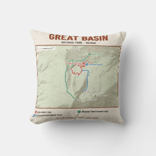 Coussin Carte du sentier du Great Basin National Park sur