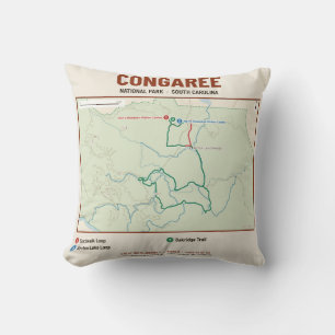 Coussin Carte du sentier du parc national de Congaree sur