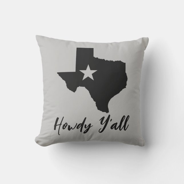 Coussin Carte du Texas Lone Star State Howdy Y'all  (Recto)