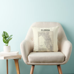 Coussin Carte Floride vintage