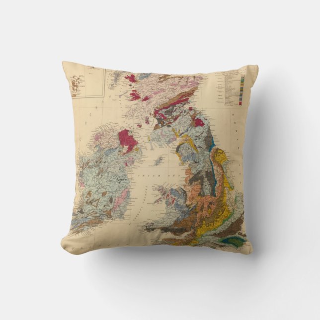 Coussin Carte géologique, îles britanniques (Recto)
