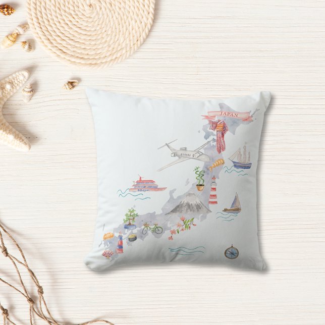 Coussin Carte illustrée du Japon (In situ)