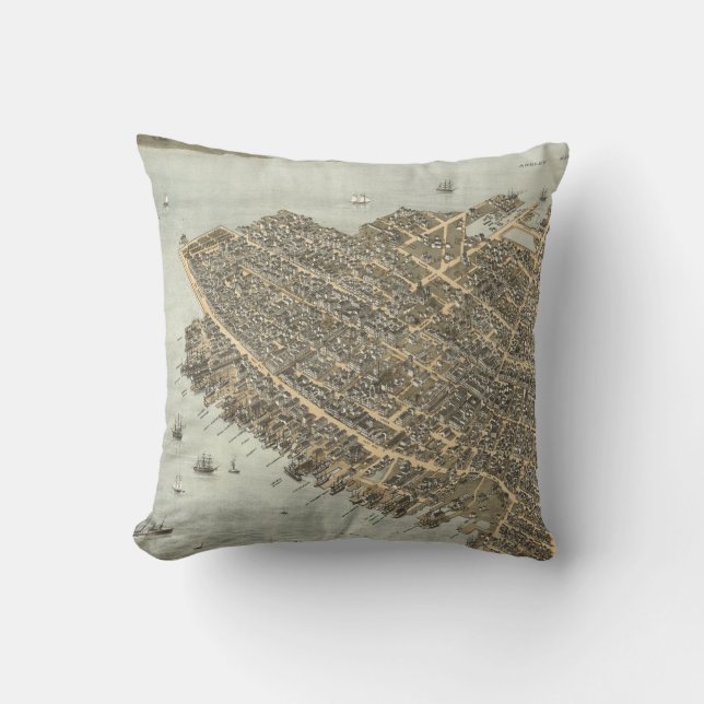 Coussin Carte imagée vintage de Charleston (1872) (Recto)