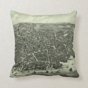 Coussin Carte imagée vintage de Marblehead mA (1882)