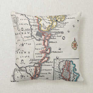 Coussin Carte : L'Amérique du Nord, C1700