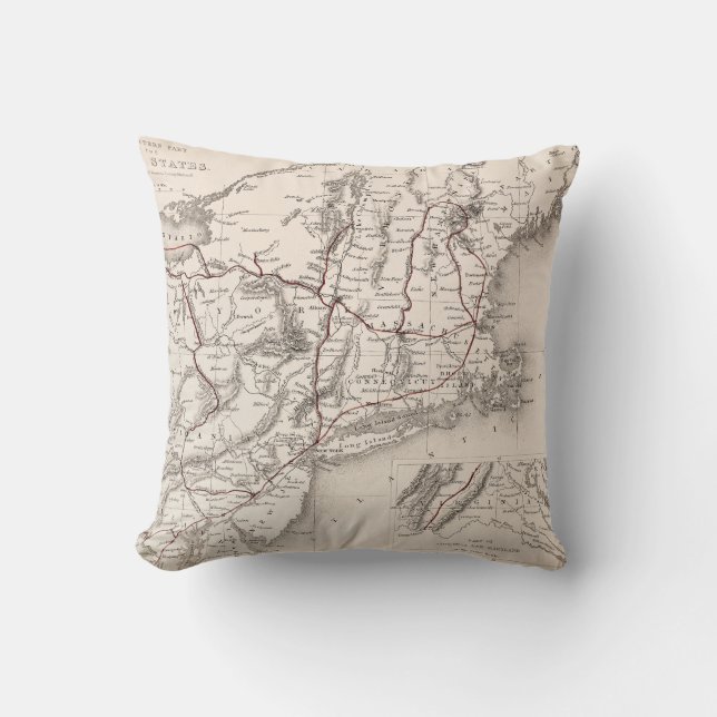 Coussin Carte : Les Etats-Unis du nord-est (Recto)