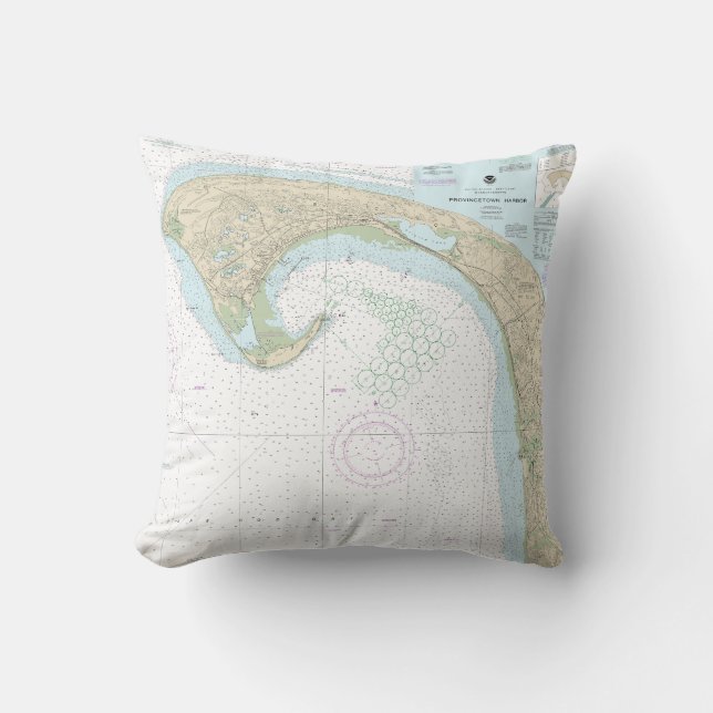 Coussin Carte marine du port de Provincetown 13249 (Recto)