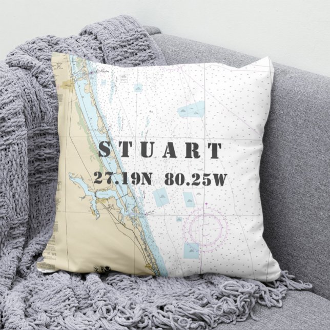 Coussin Carte marine Latitude Longitude Sud-est FL (Créateur téléchargé)