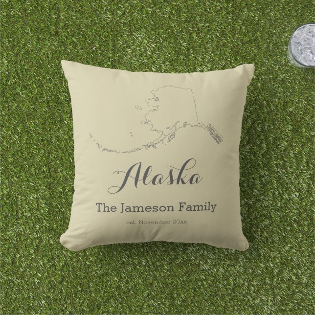 Coussin Carte moderne de l'Alaska personnalisable pour la  (Herbe)