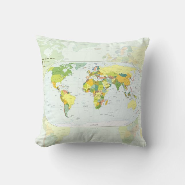 Coussin Carte mondiale Globe Pays Atlas (Recto)