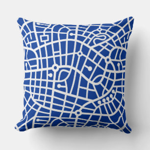 Coussin Carte Motif 030520 - Blanc sur bleu marine