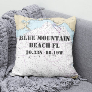 Coussin Carte nautique Blue Mountain Beach FL ORDRE PERSON