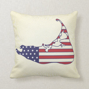 Coussin Carte patriotique de Nantucket dans la bannière