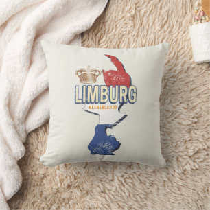 Coussin Carte Pays-Bas Limburg Souvenir Vintage néerlandai