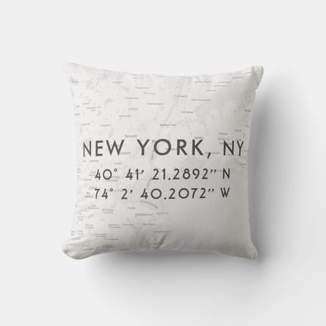 Coussin Carte personnalisée de New York | gris clair (Recto)