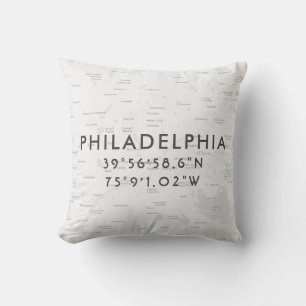 Coussin Carte personnalisée de Philadelphie   gris clair